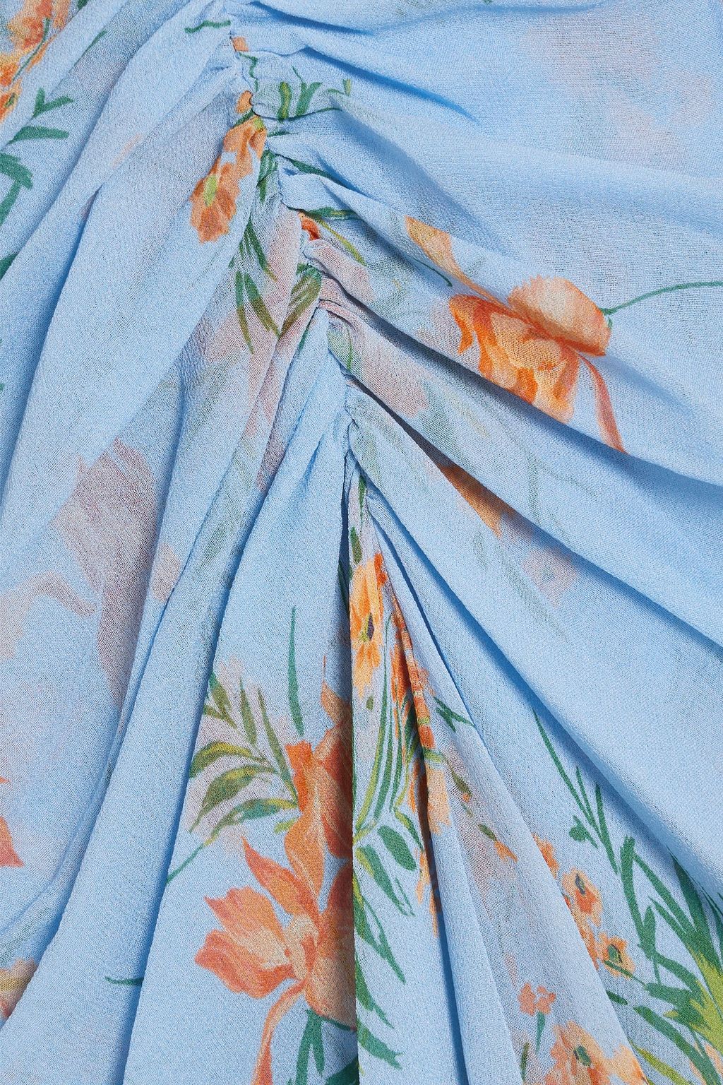 VERONICA BEARD Sira ruched floral-print silk-chiffon maxi skirt