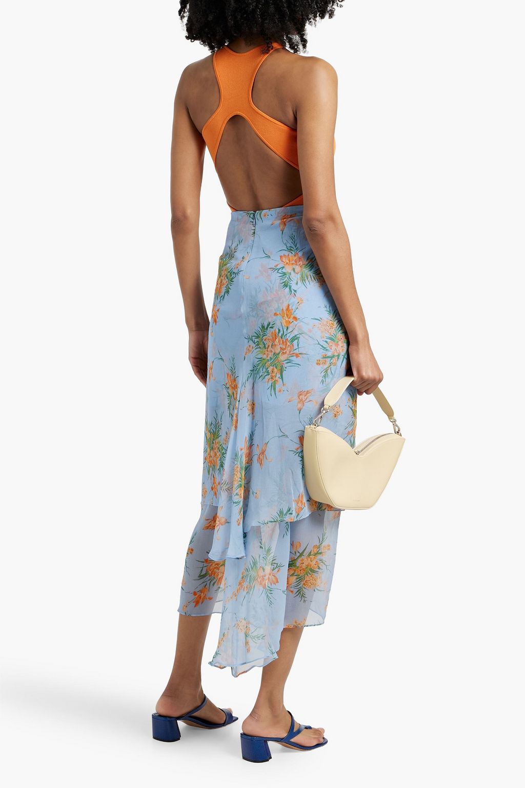 VERONICA BEARD Sira ruched floral-print silk-chiffon maxi skirt