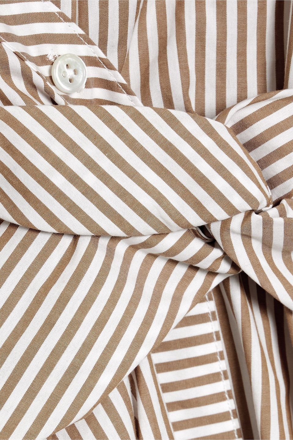 Veronica Beard Wright Wrap-effect Striped Cotton-poplin Midi Shirt Dress In White