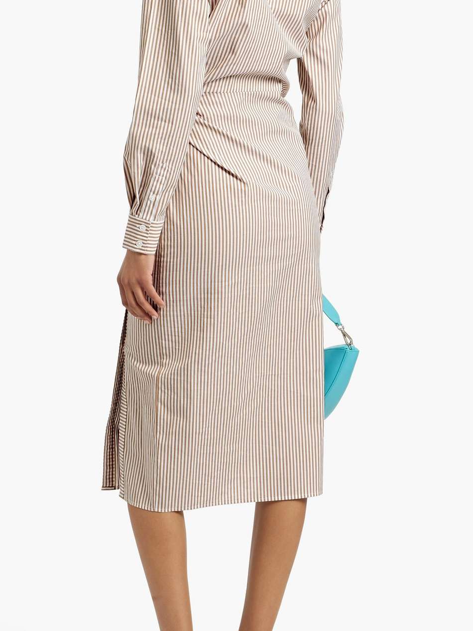 wright wrap-effect striped cotton-poplin midi shirt dress