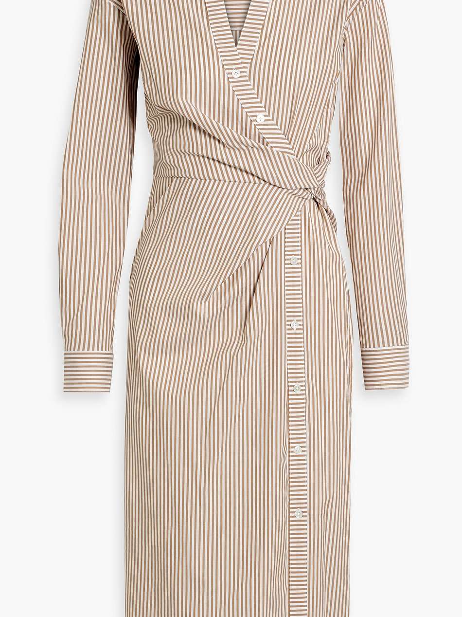 wright wrap-effect striped cotton-poplin midi shirt dress