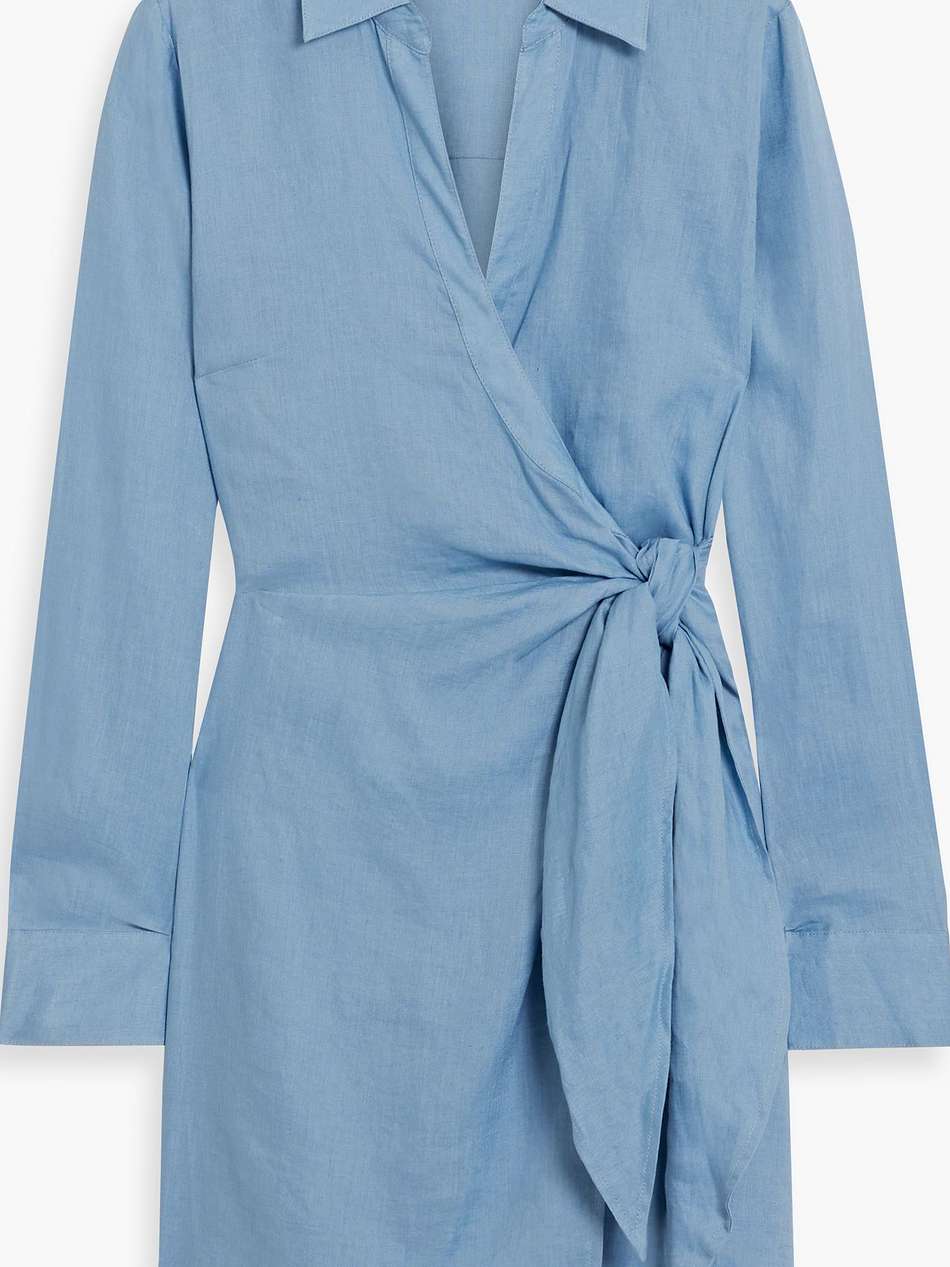 lavella linen mini wrap dress