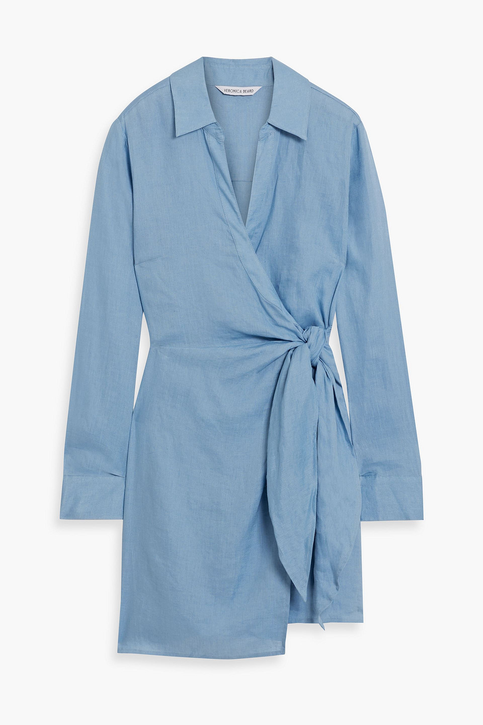 Veronica Beard Lavella Linen Mini Wrap Dress In Light Blue