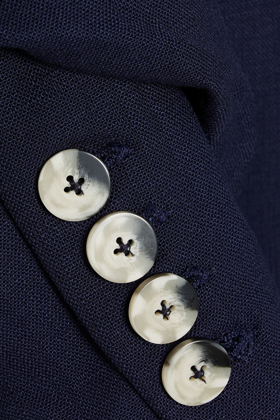 Veronica Beard Xenia Double-breasted Ruched Cotton-blend Jacket In Navy