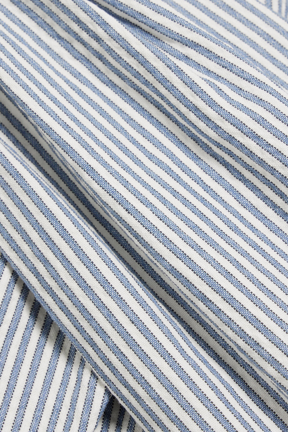 Veronica Beard Drey Ruffled Striped Cotton-blend Seersucker Top In White