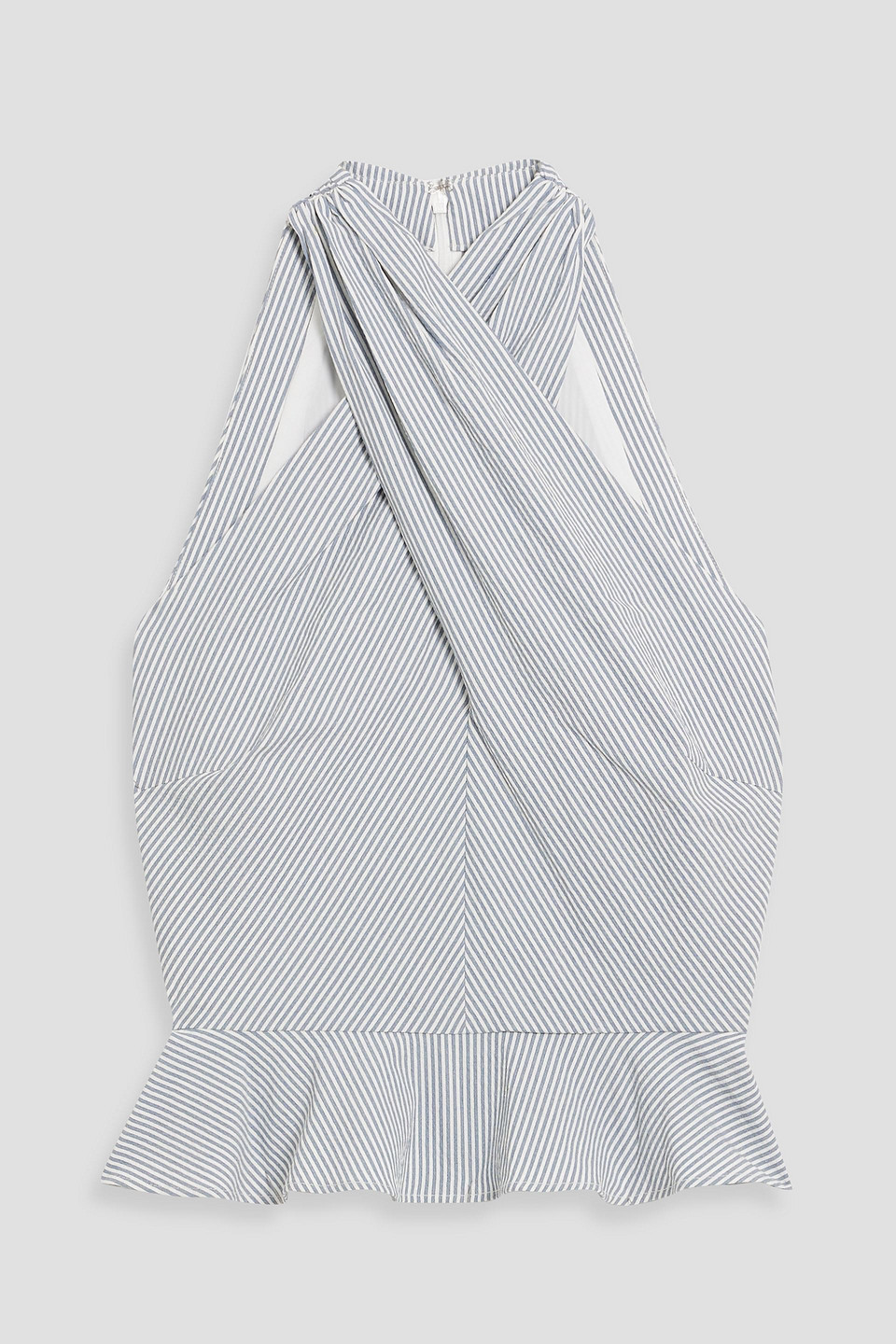 Veronica Beard Drey Ruffled Striped Cotton-blend Seersucker Top In White