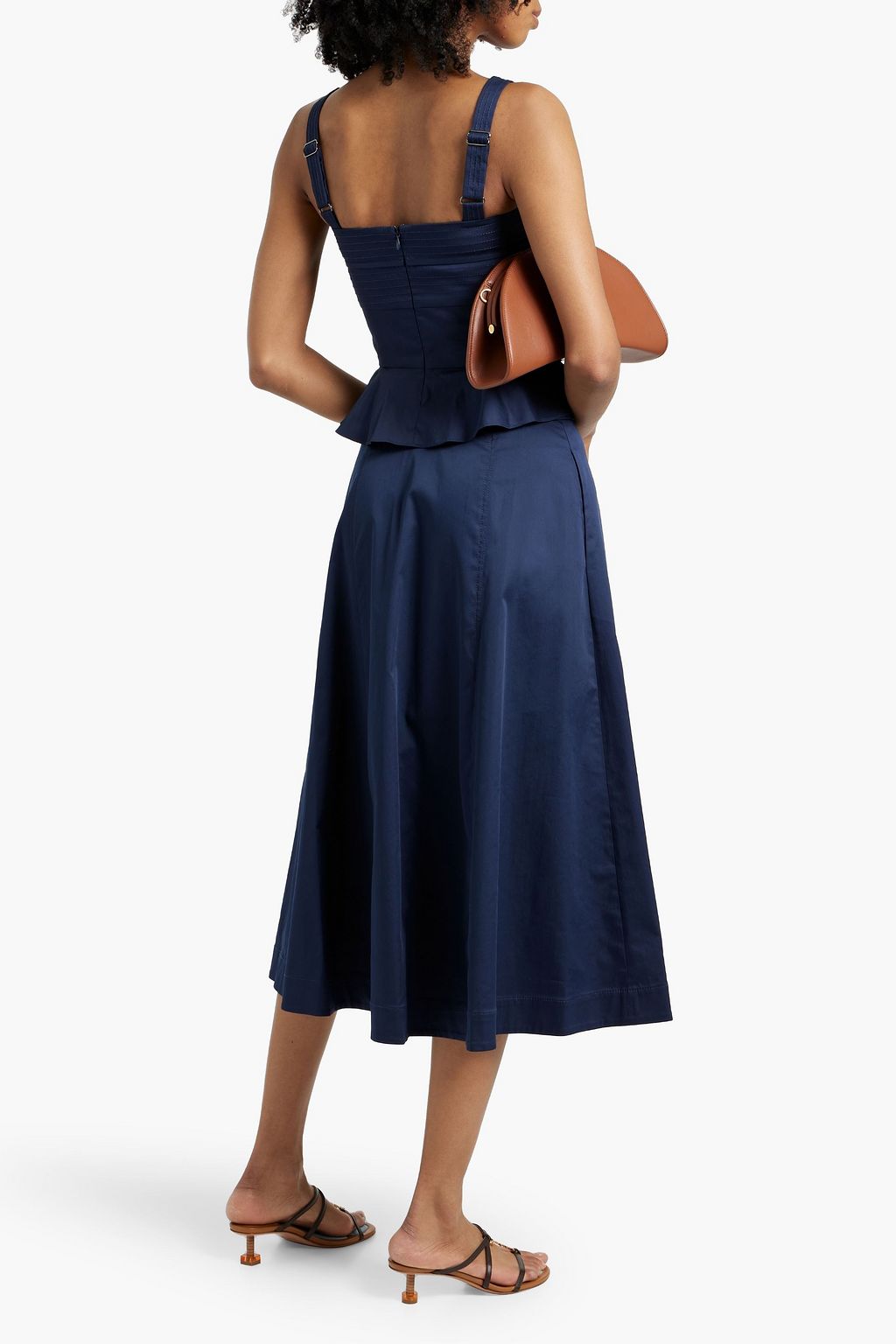 VERONICA BEARD Arwen belted cotton-blend midi skirt