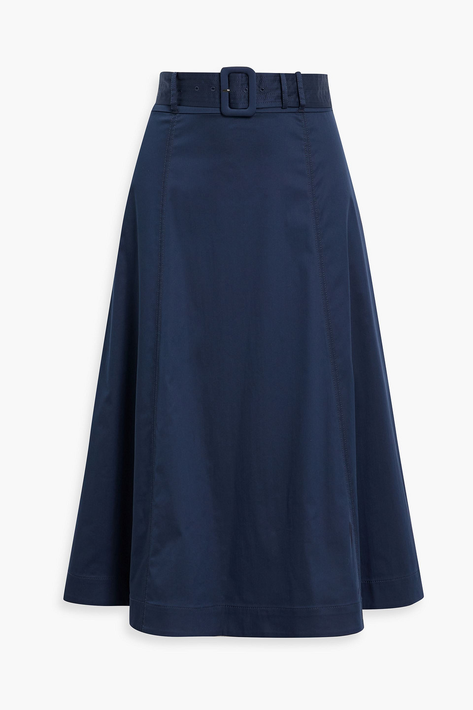 Veronica Beard Arwen Belted Cotton-blend Midi Skirt In Blue