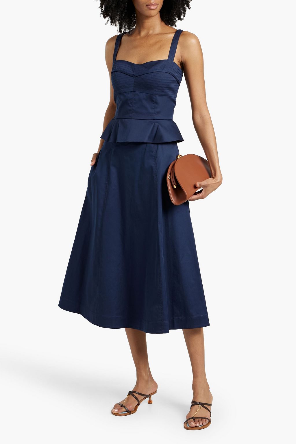 VERONICA BEARD Arwen belted cotton-blend midi skirt