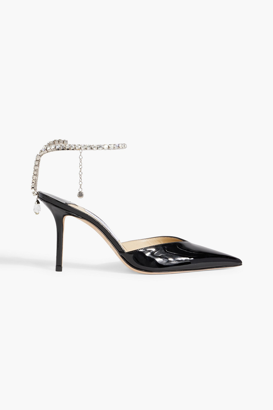 Jimmy Choo Saeda 100 Bbg Pump Glitter Platinum In Black