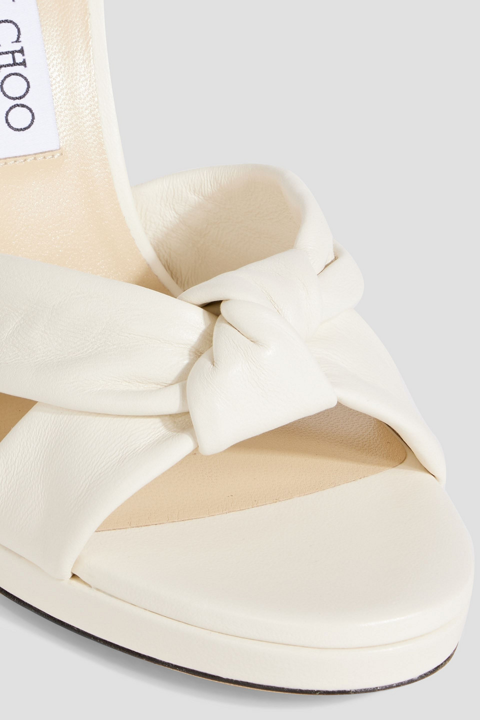 Shop Jimmy Choo Rosie 120 Knotted Leather Sandals In Ivory