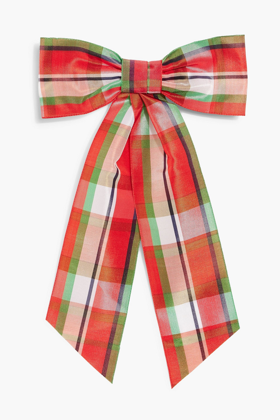 Jennifer Behr Bonnie Checked Organza Bow Hair Clip In Red