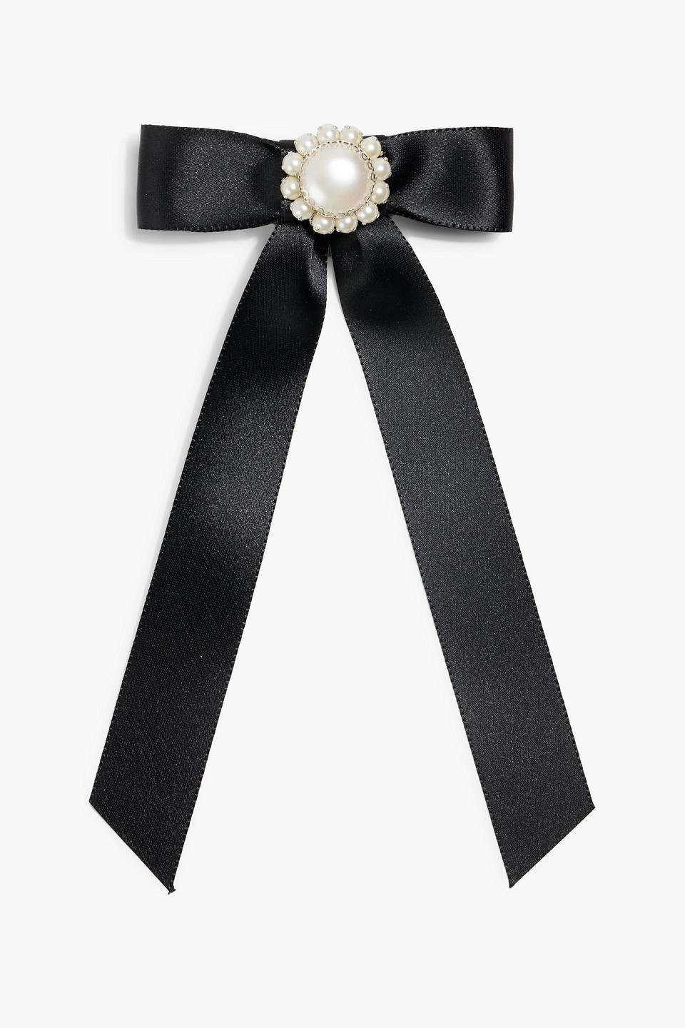 Jennifer Behr Paityn Faux Pearl And Satin Bow Hair Clip In Black