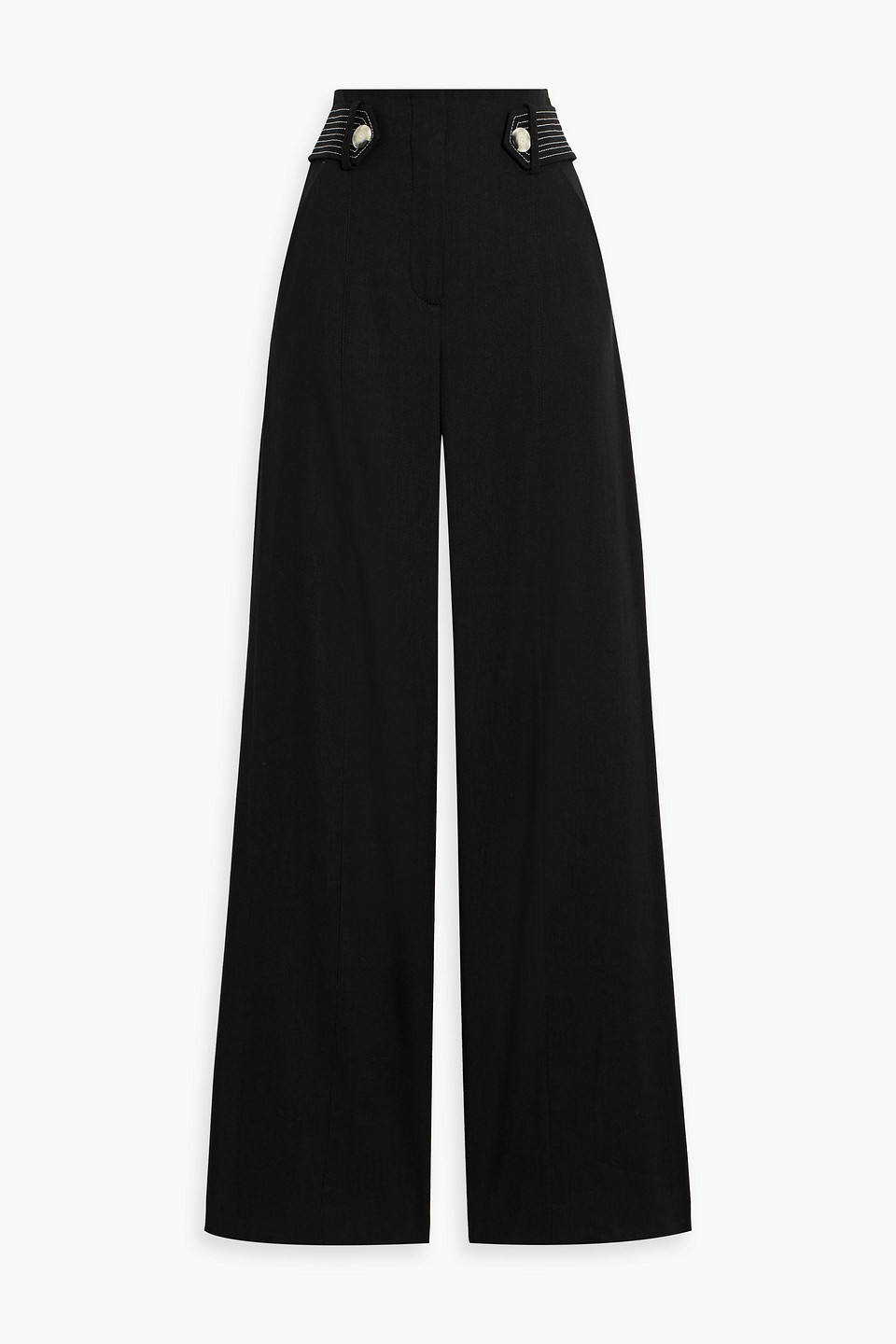 Veronica Beard Sunny Linen-blend Wide-leg Pants In Black