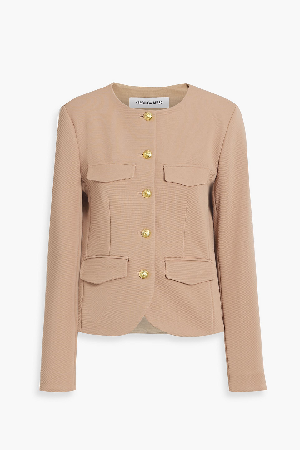 Veronica Beard Kensington Ribbed-knit Jacket In Sand