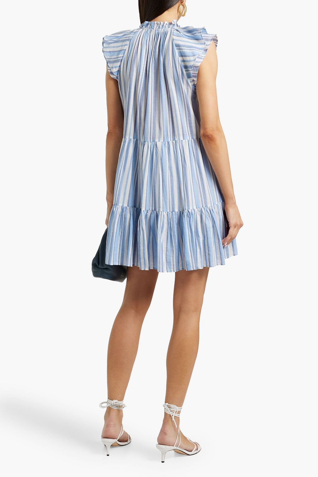 VERONICA BEARD Zee layered striped ramie mini dress
