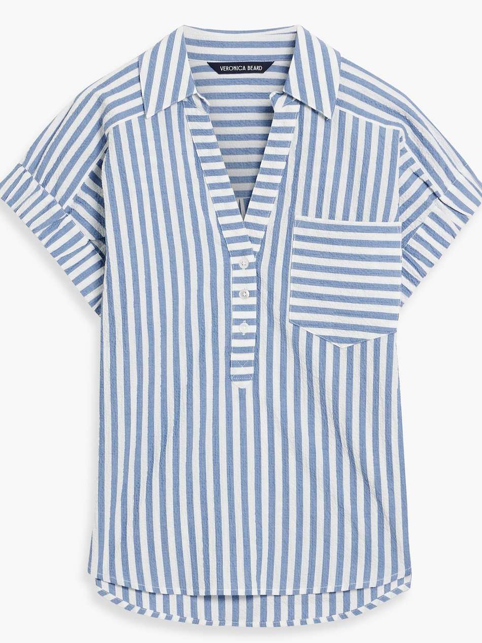 almera striped cotton-blend seersucker top