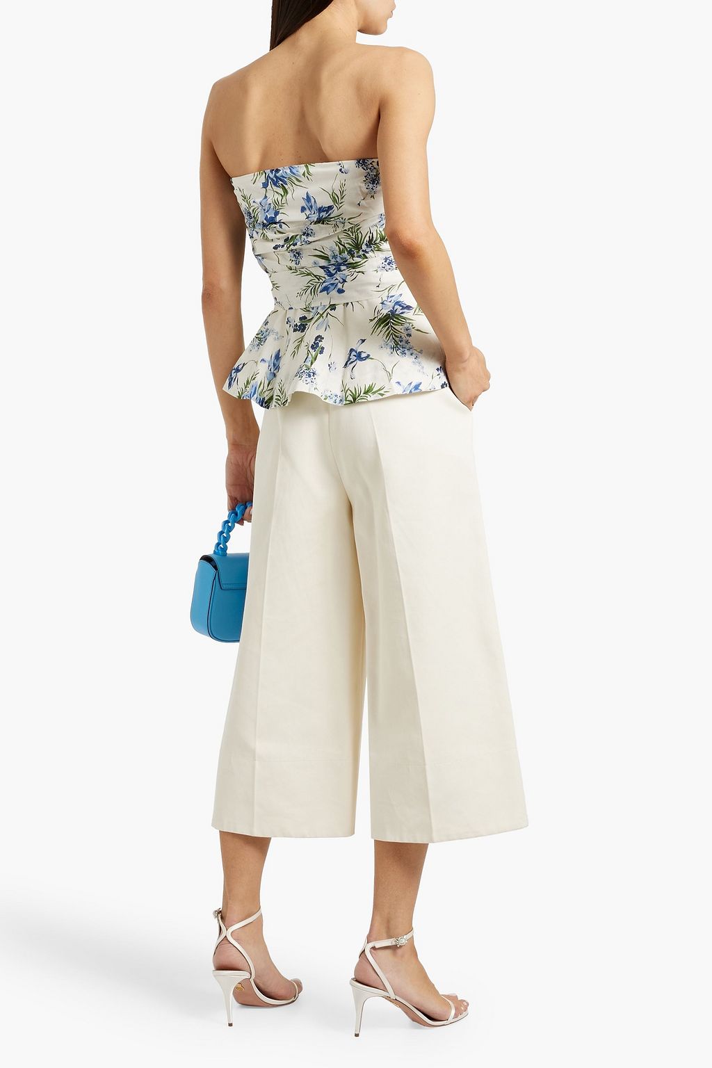 VERONICA BEARD Jolene strapless floral-print cotton-gauze top