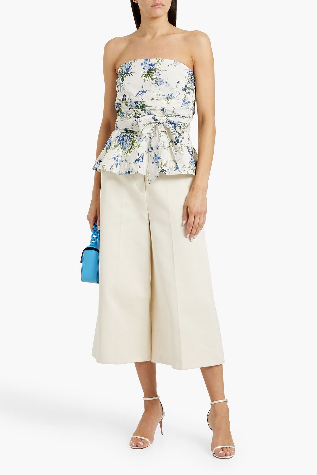 VERONICA BEARD Jolene strapless floral-print cotton-gauze top
