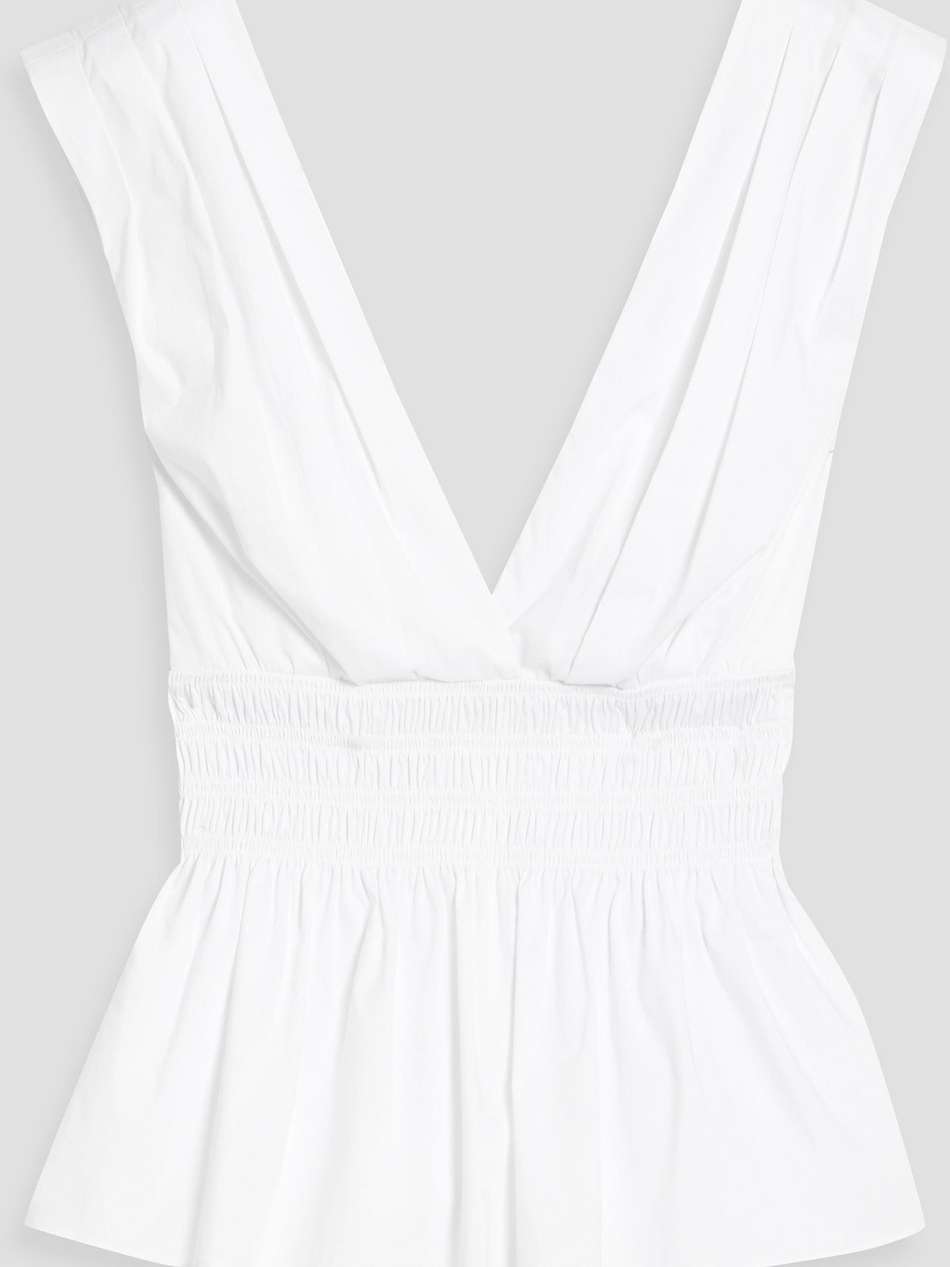 evra shirred cotton-blend poplin top