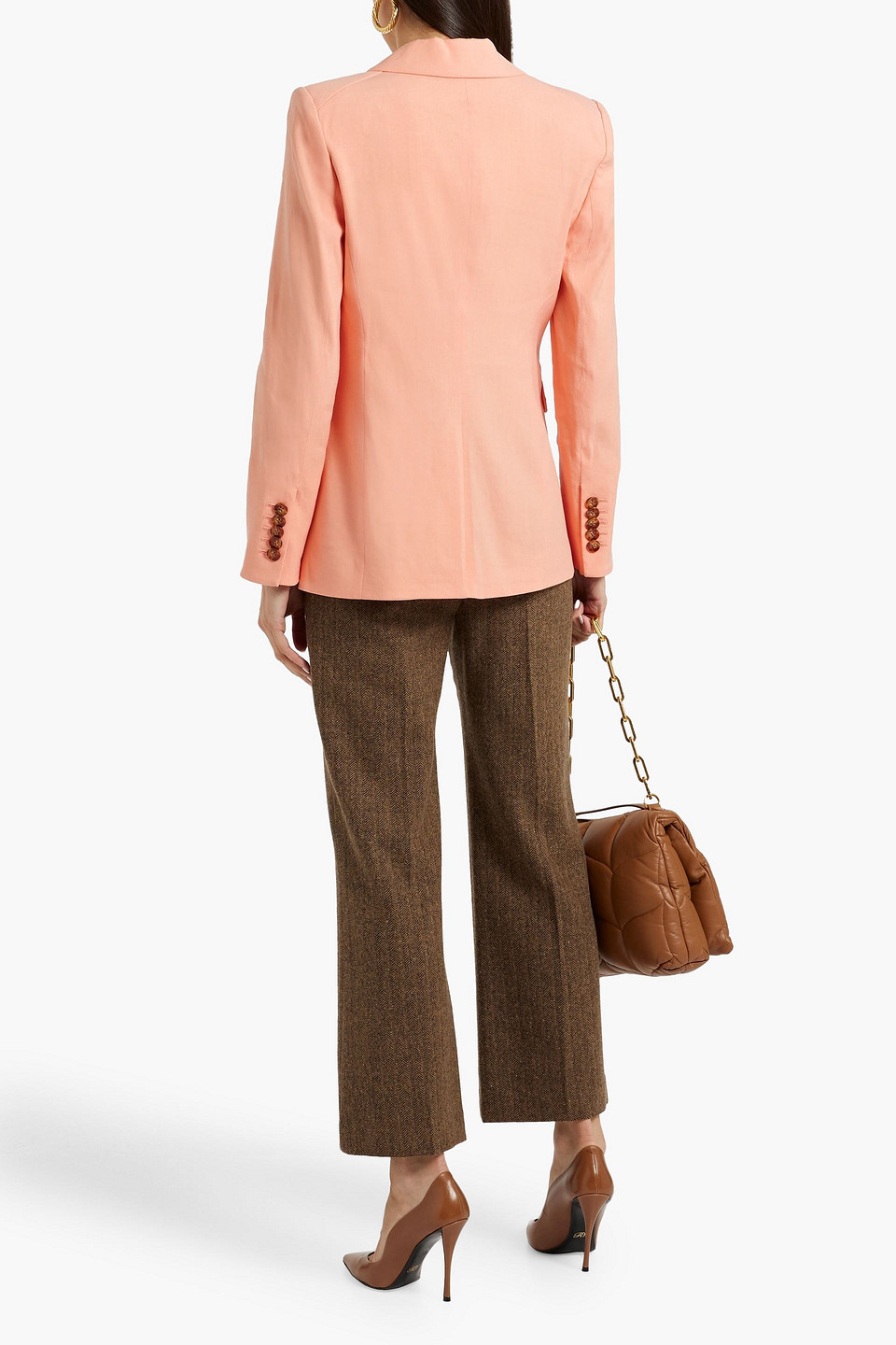 Veronica Beard Hayward Linen-blend Blazer In Peach