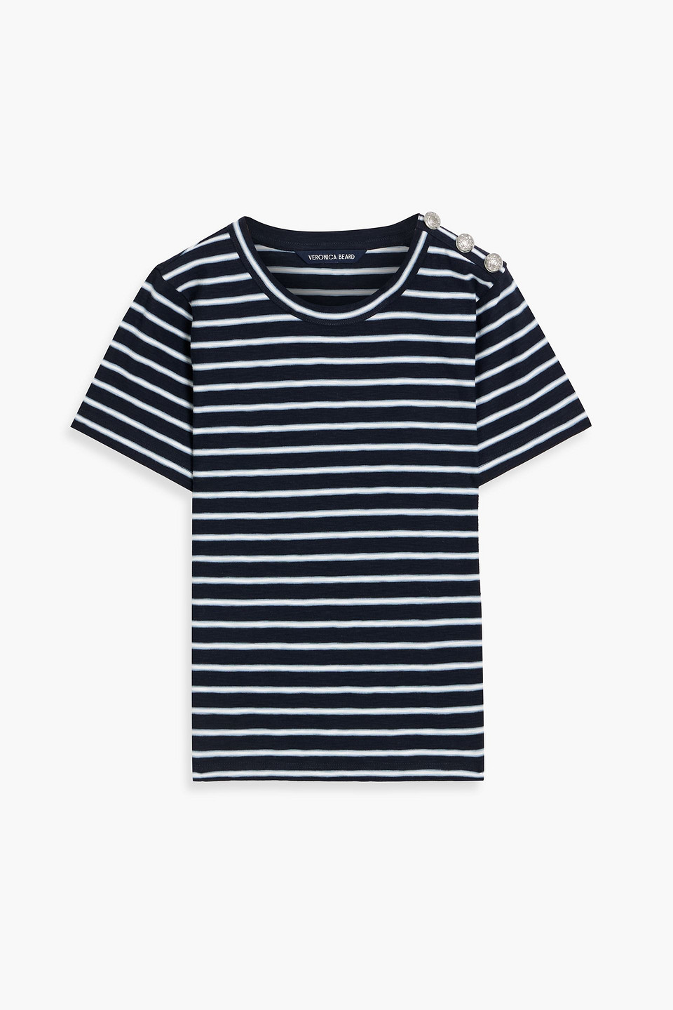 Veronica Beard Carla Striped Pima Cotton-jersey T-shirt In Navy