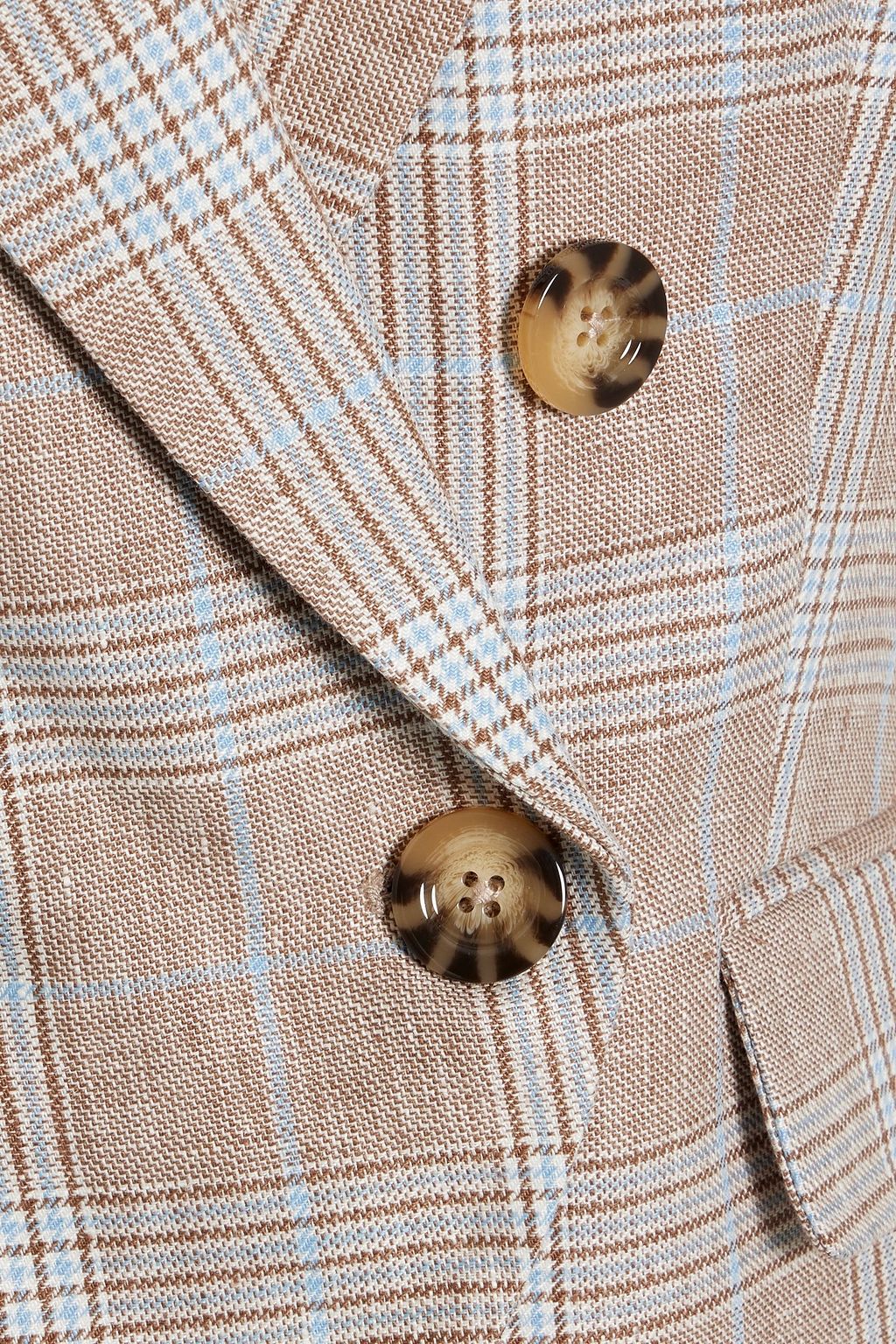 VERONICA BEARD Empire double-breasted Prince of Wales checked linen blazer