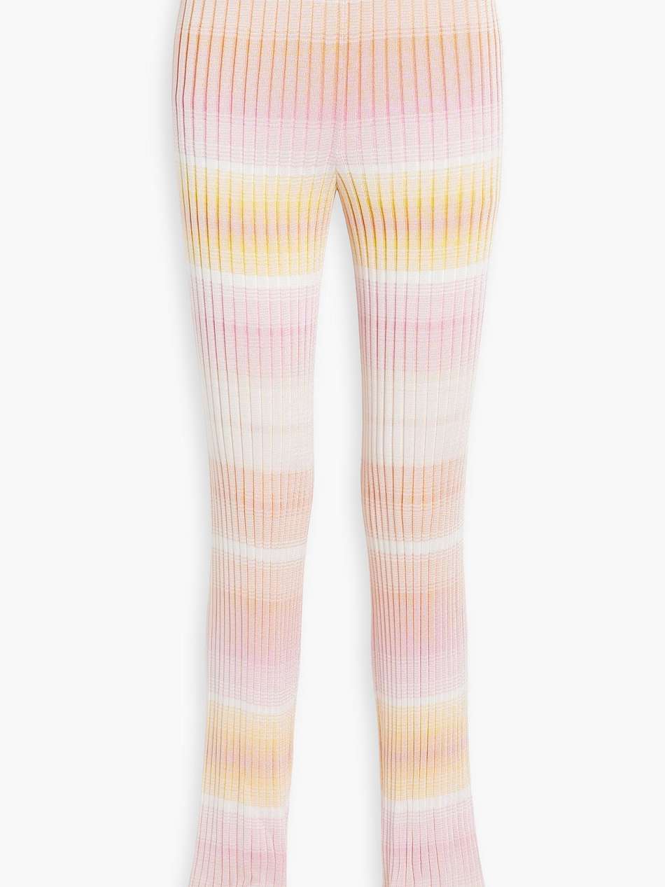 striped ribbed-knit bootcut pants