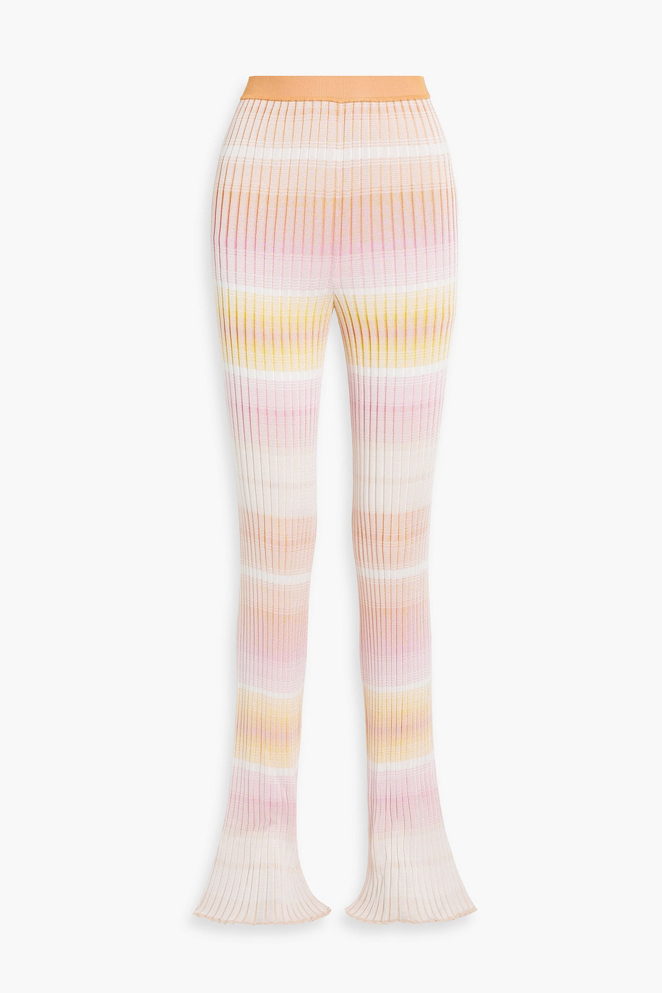 Missoni Striped Ribbed-knit Bootcut Pants In Pink