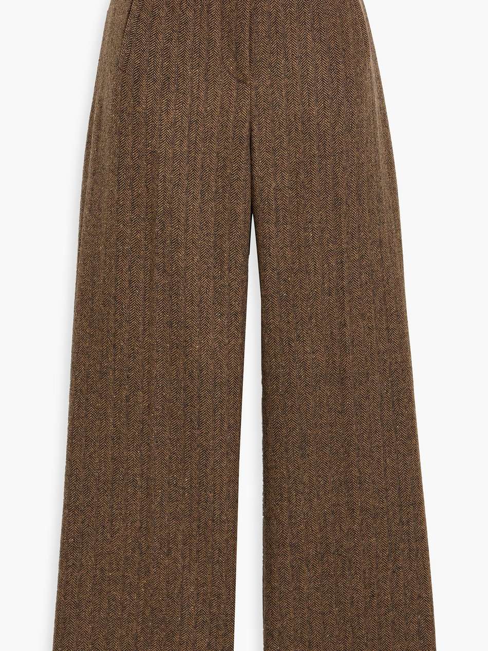 dova herringbone woven wide-leg pants