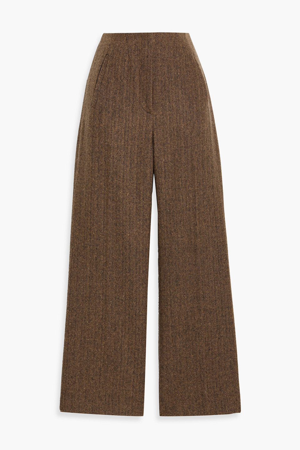 Veronica Beard Dova Herringbone Woven Wide-leg Pants In Brown