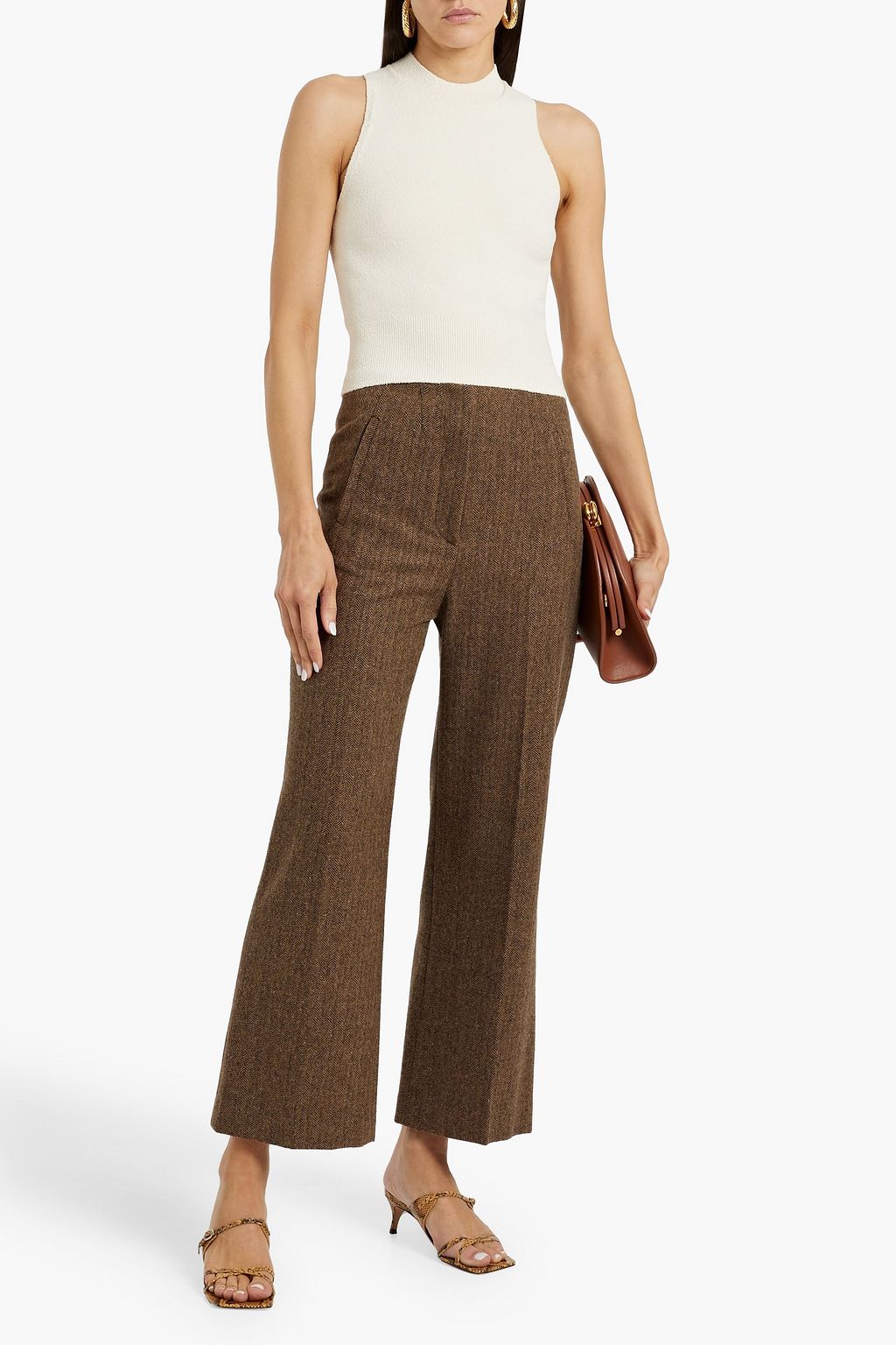 VERONICA BEARD Dova herringbone woven wide-leg pants