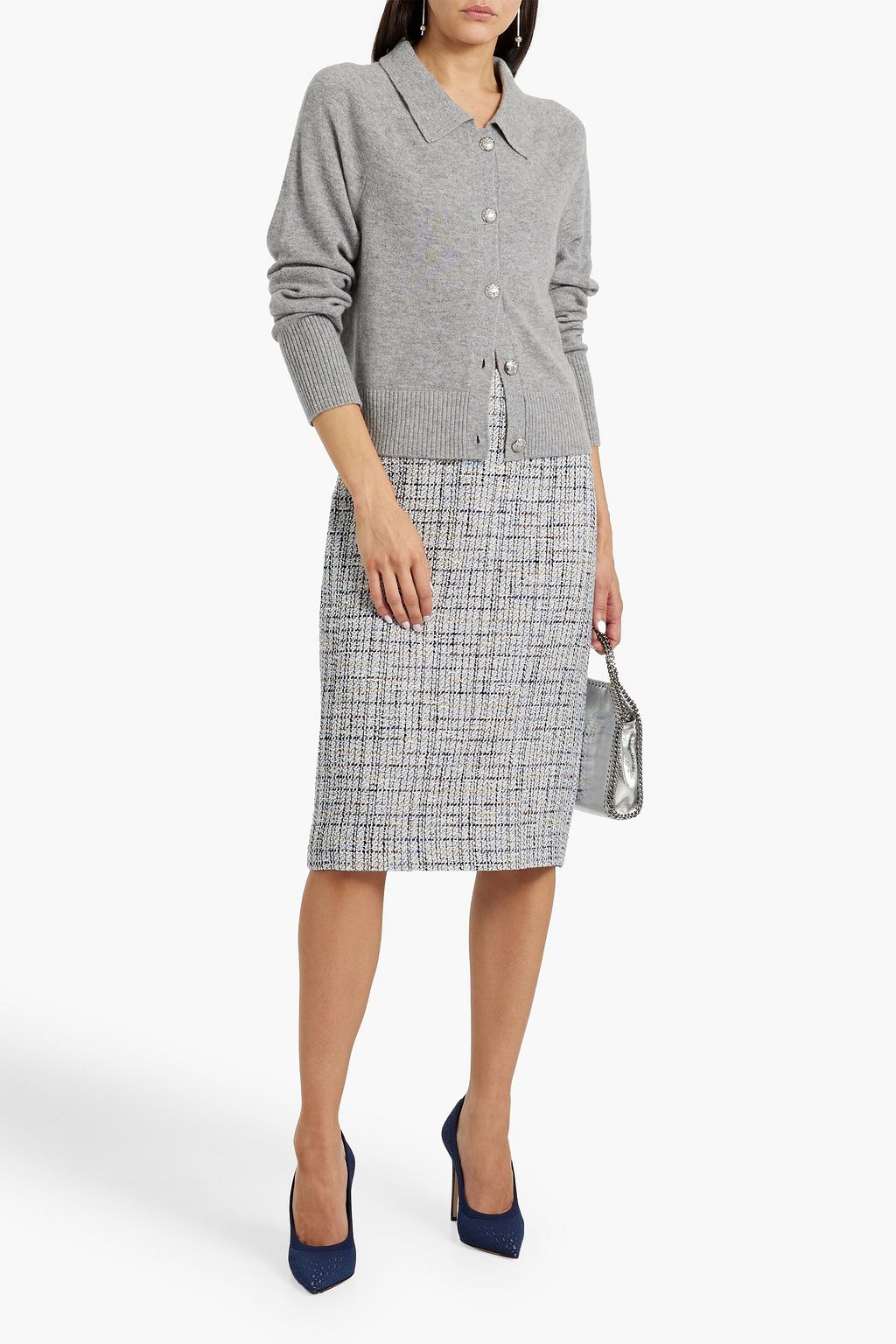 VERONICA BEARD Nervi metallic cotton-blend tweed skirt