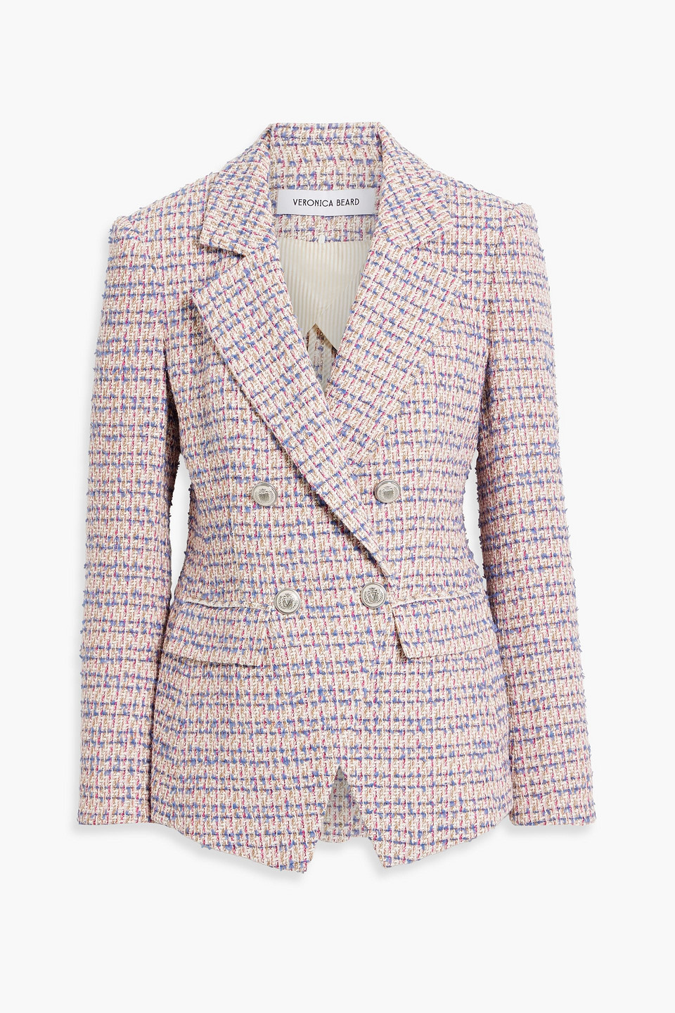 Veronica Beard Taja Double-breasted Cotton-blend Tweed Blazer In Multicolor