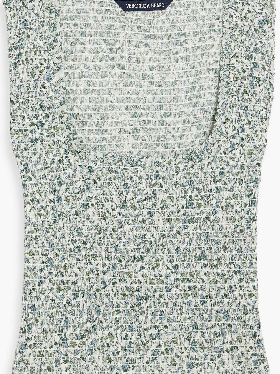 needham shirred floral-print cotton top