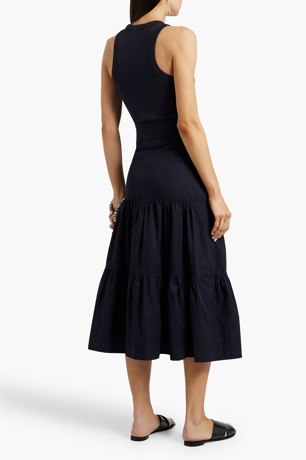 VERONICA BEARD Austyn poplin-paneled Pima cotton-jersey midi dress
