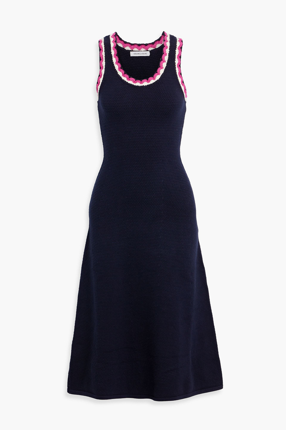 Veronica Beard Ashlan Crocheted Cotton Midi Dress In Navy