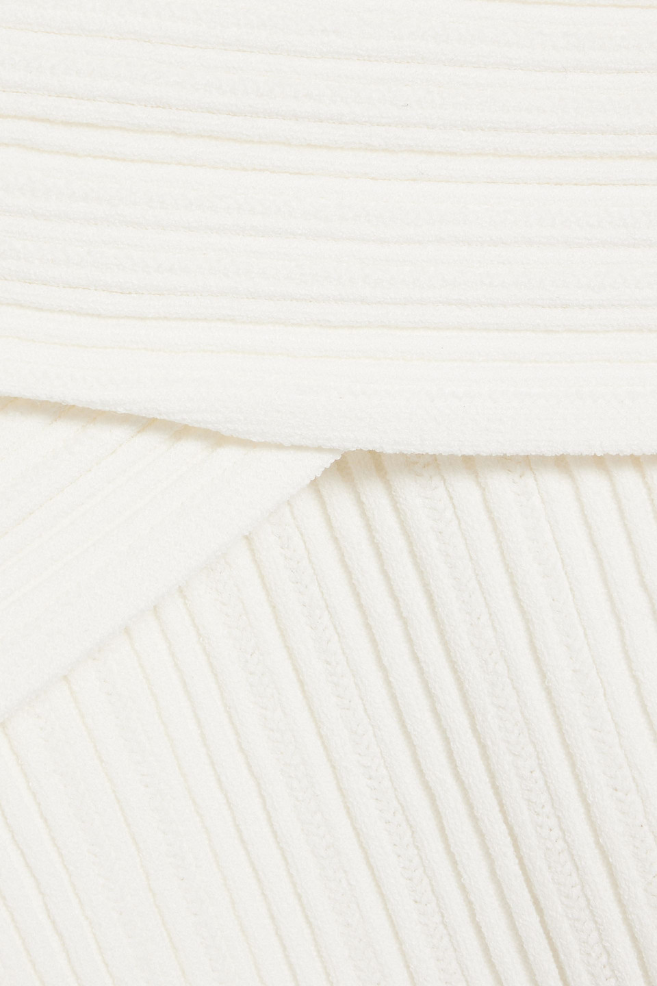 Veronica Beard Yesenia Off-the-shoulder Ribbed-knit Top In Off-white