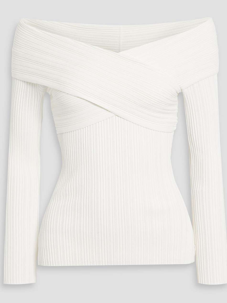 yesenia off-the-shoulder ribbed-knit top