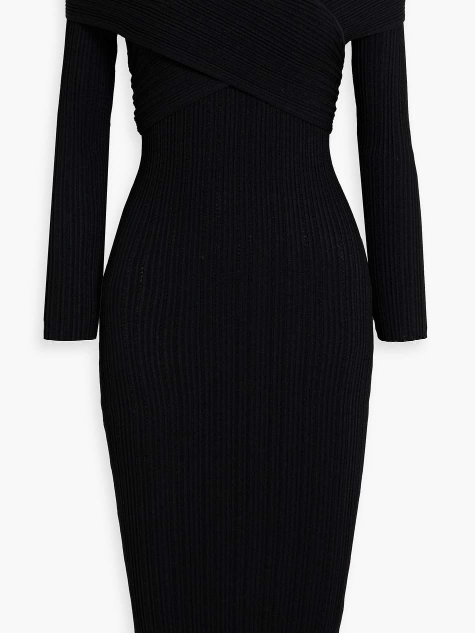 soraya off-the-shoulder ribbed-knit midi dress