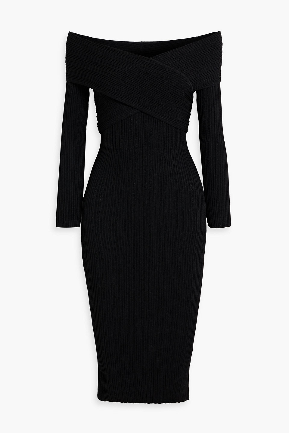 Veronica Beard Soraya Off-the-shoulder Ribbed-knit Midi Dress In Black