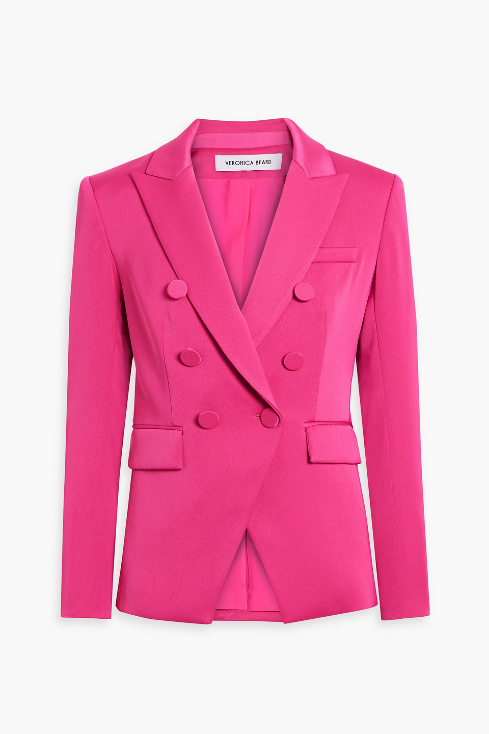 Veronica Beard Miller Double-breasted Satin Blazer In Bright Pink