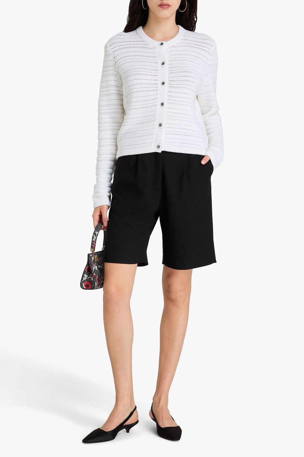 COTTON BY AUTUMN CASHMERE كارديغان من القطن بحبكة بوانتيل