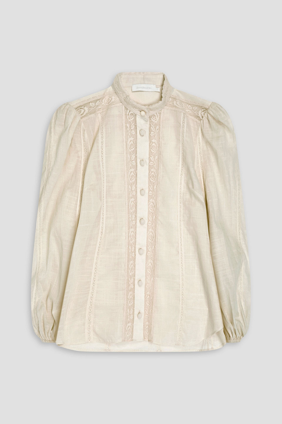 Zimmermann Lace-trimmed Cotton-gauze Shirt In Cream