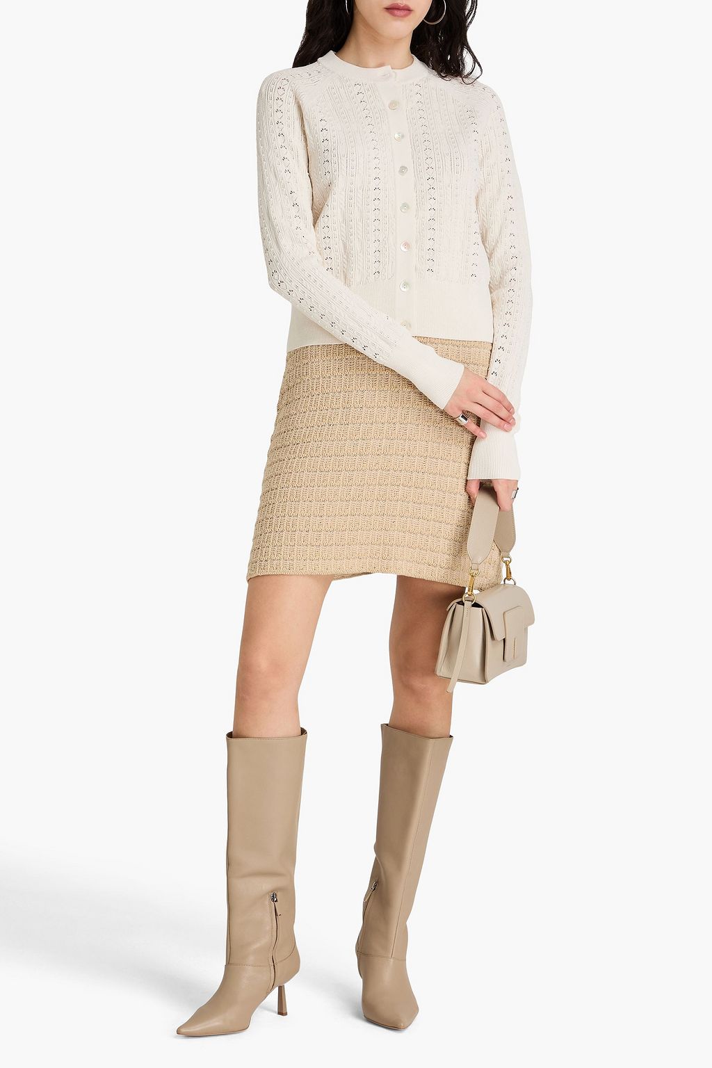 AUTUMN CASHMERE كارديغان بحبكة بوانتيل
