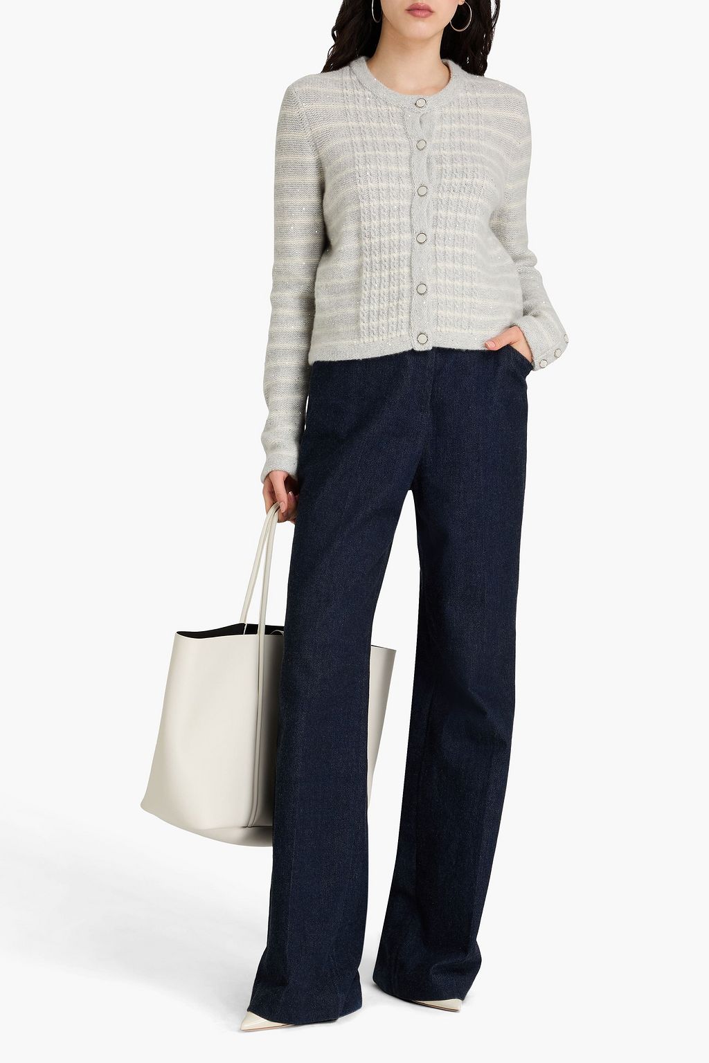 AUTUMN CASHMERE كارديغان من مزيج الكشمير بتصميم مخطط