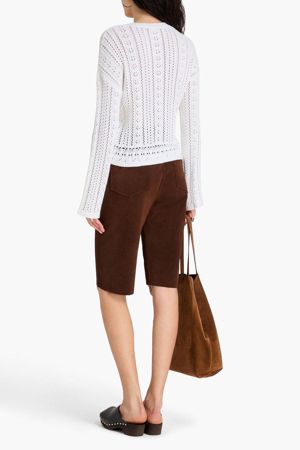 COTTON BY AUTUMN CASHMERE كنزة رياضية من القطن بحبكة بوانتيل