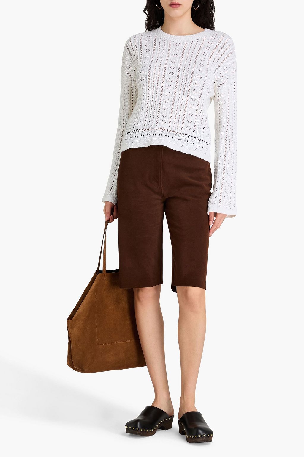 COTTON BY AUTUMN CASHMERE كنزة رياضية من القطن بحبكة بوانتيل