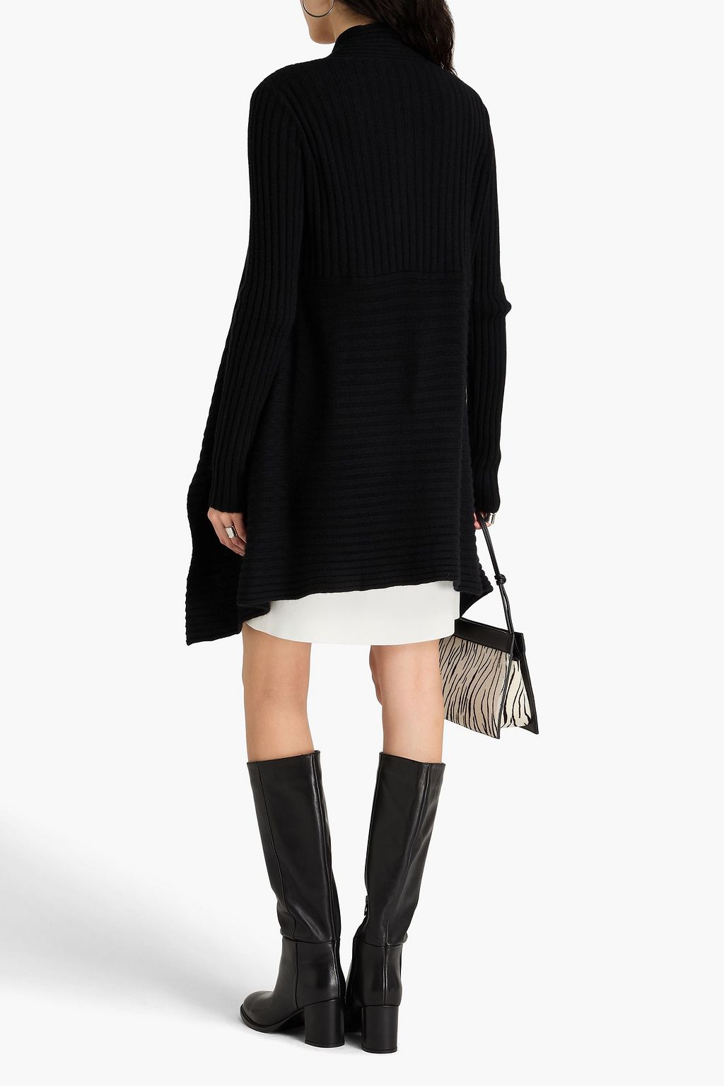 AUTUMN CASHMERE Asymmetric ribbed-knit cardigan