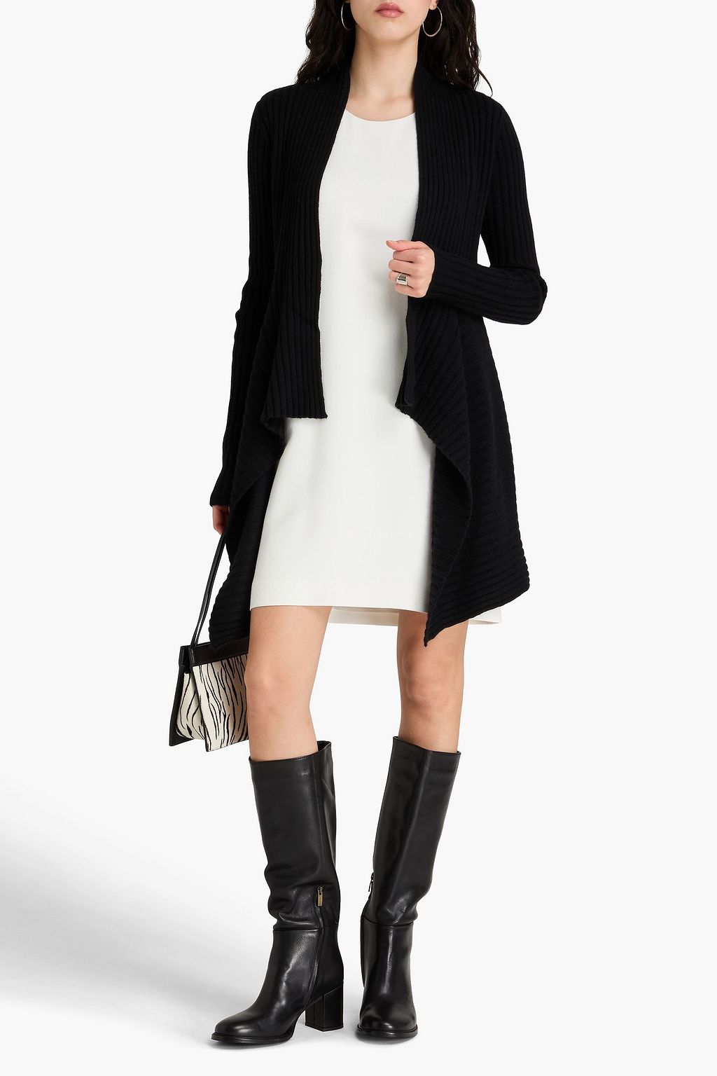 AUTUMN CASHMERE Asymmetric ribbed-knit cardigan